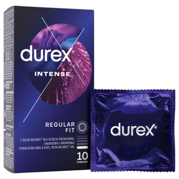 Durex Intense - рифелован и пунктиран презерватив (10 бр.)