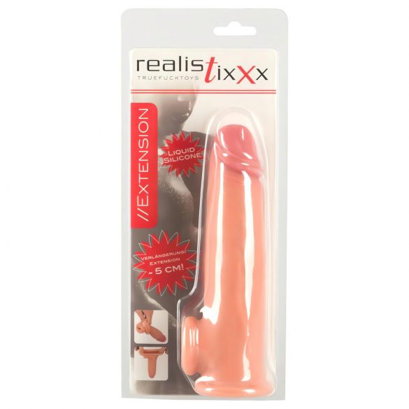 Realistixxx - пенис ръкав с удължител и пръстен - 19см (естествен)