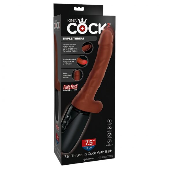 King Cock Plus 7,5 - вибратор с тестиси (кафяв)