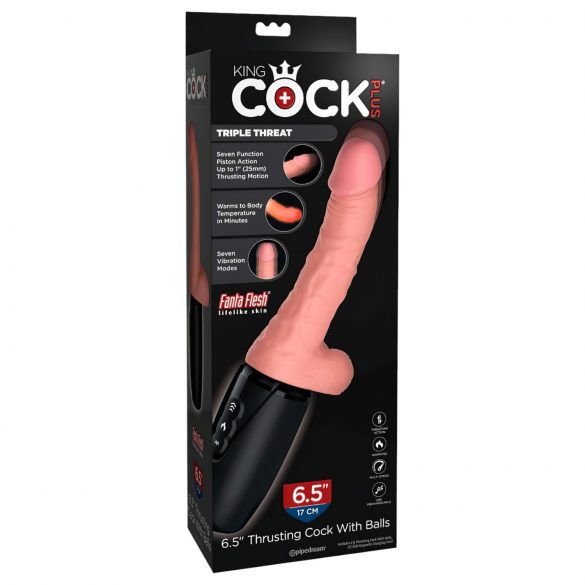 King Cock Plus 6.5 - вибратор с тестиси - естествен цвят