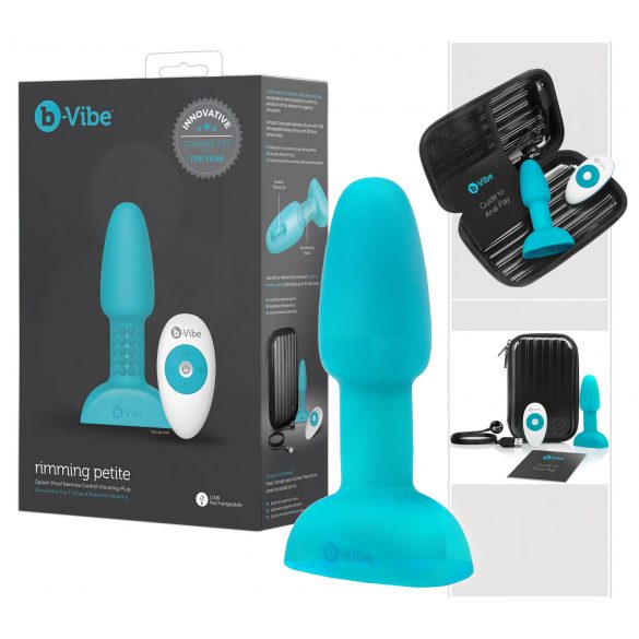 b-Vibe Rimming - въртящ анален вибратор с перли (тюркоаз)