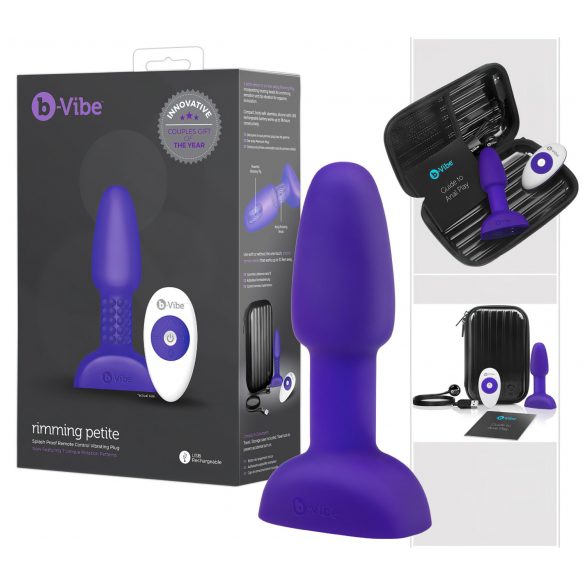 b-Vibe Риминг - въртящ се анален вибратор с перли (лилав)