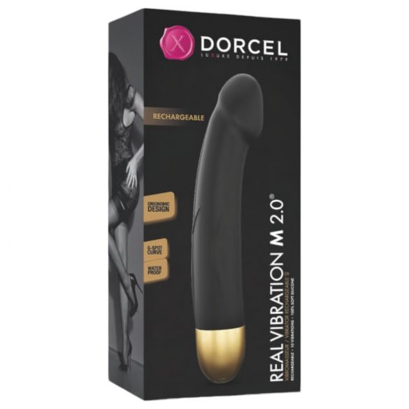 Dorcel Real Vibration M 2.0 - акумулаторен вибратор (черно-злато)