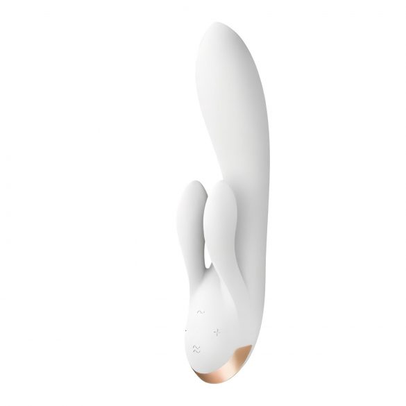 Satisfyer Double Flex - умен вибратор с клитор стимулатор (бял)