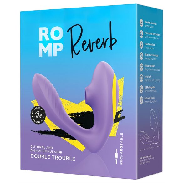 ROMP Reverb - 2в1 G-точков вибратор с въздушни вълни (лилав)