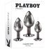 Playboy - анален плъг комплект - 3 части (сребърен)