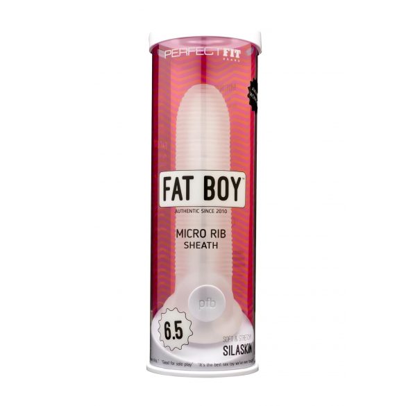 Fat Boy Micro Ribbed пенис ръкав (17 см) - млечнобял