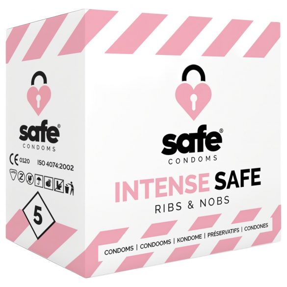 SAFE Intense Safe - оребрено-точков презерватив (5бр)